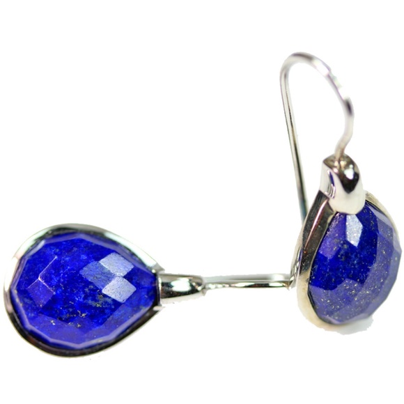 Lapis Lazuli Slide In Pear Shaped Earrings - Picture 2 of 2